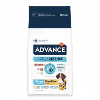 Сува храна за куче Advance medium puppy sensitive salmon  12KG