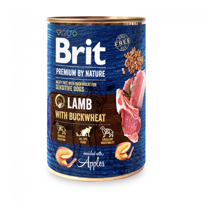 Влажна храна за куче  Brit Premium by Nature Lamb with Buckwheat 400 GR