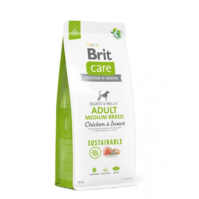 Сува храна за куче Brit Care Sustainable Medium Adult 12 KG