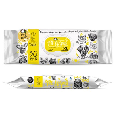 Влажни марамици за миленици Perfect Care Coco Vanila 50 Wipes