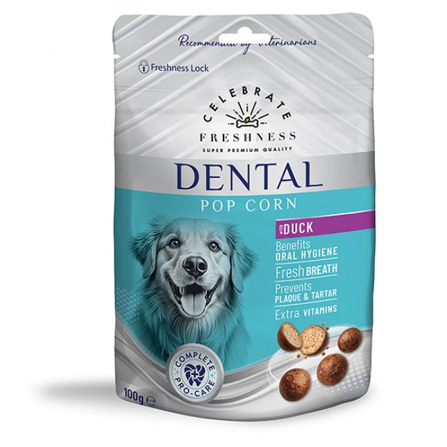Дентална награда за куче Celebrate Freshness Dental Pop Corn Duck 100 gr