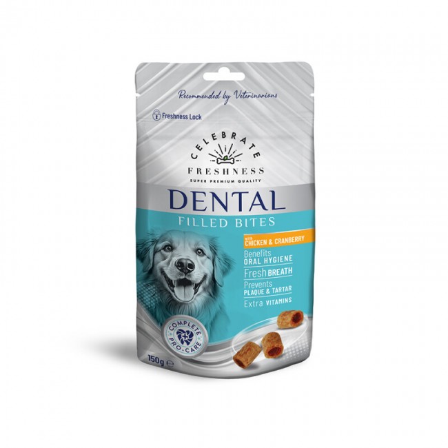 Дентална награда за куче Celebrate Freshness Dental Filled Bites Chicken & Cranberry 150gr