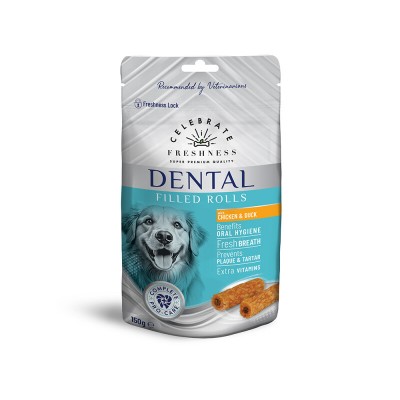 Дентална награда за куче Celebrate Freshness Dental Filled Rolls Chicken & Duck 150 gr