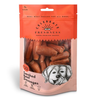 Месната награда за куче CELEBRATE FRESHNESS Smoked Beef Sausages 100gr