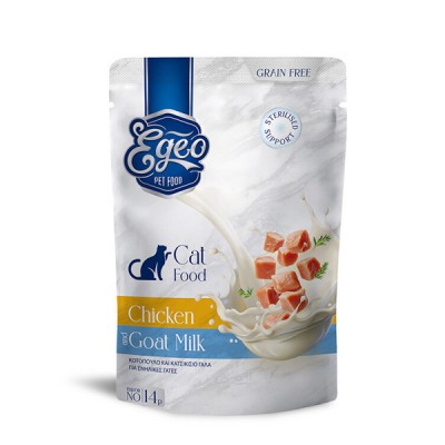 Влажна храна за маче EGEO Cat Adult Chicken & Goat Milk 12x85gr