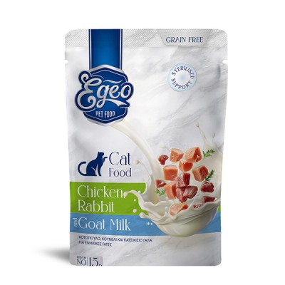 Влажна храна за маче EGEO Cat Adult Chicken, Rabbit & Goat Milk 12x85gr
