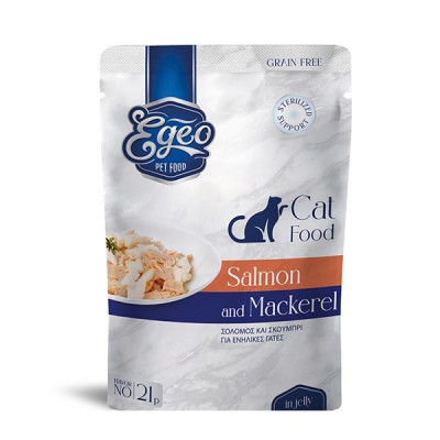 Влажна храна за маче EGEO Cat Adult Salmon & Mackerel in jelly 85gr