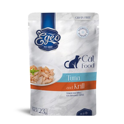 Влажна храна за маче EGEO Cat Adult Τuna & Krill in jelly 85gr