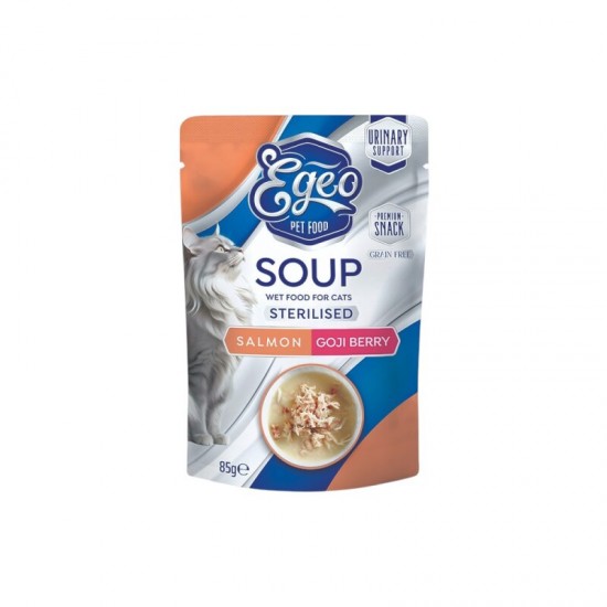Влажна храна за маче EGEO Soup Sterilised Salmon & Goji Berry 85GR