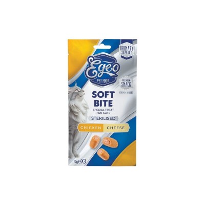 Закуска за маче EGEO Soft Bites Sterilised Adult Cat  Chicken with Cheese 3x10 GR