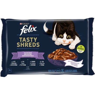 Влажна храна за маче Felix Tasty Shreds 4*80 gr