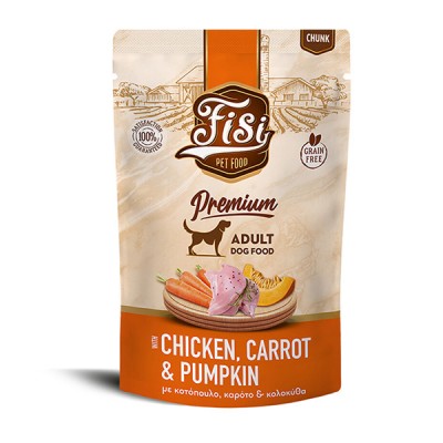 Влажна храна за куче FISI Dog Adult Chicken, Carrot & Pumpkin in sauce 12x130gr