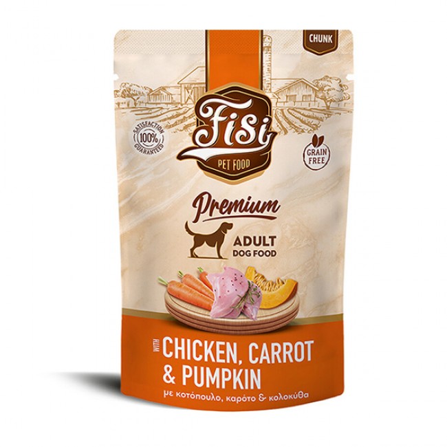 Влажна храна за куче FISI Dog Adult Chicken, Carrot & Pumpkin in sauce 12x130gr