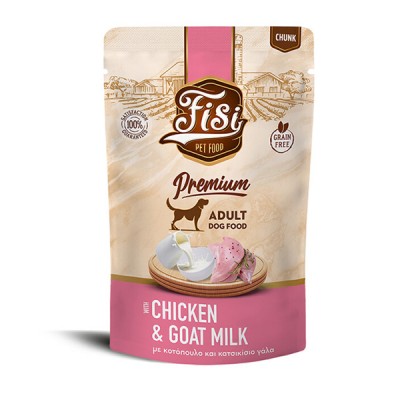 Влажна храна за куче FISI Dog Adult Chicken & Goat Milk in sauce 12x130gr
