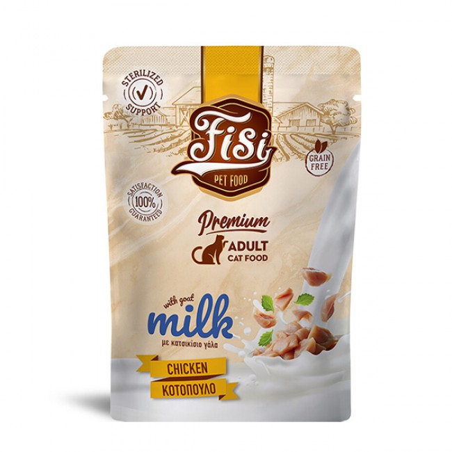 Влажна храна за маче FISI Cat Adult Chicken & Goat Milk in Chunk 85gr