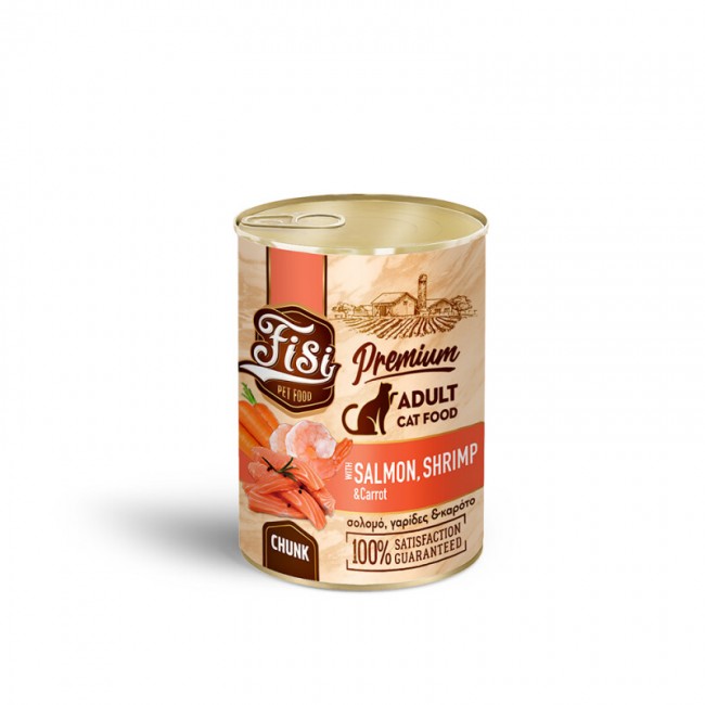 Влажна храна за маче Fisi Salmon, Shrimp & Carrot Adult Cat 400GR