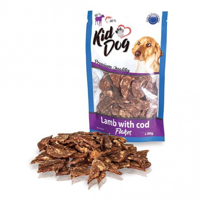 Месната награда за куче  KIDDOG Lamb with Cod Flakes 80GR  