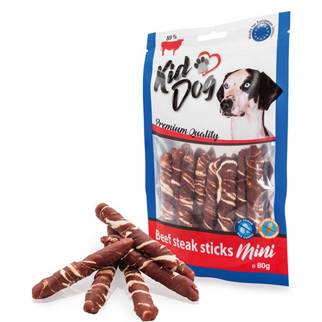 Месната награда за куче  KIDDOG Beef Steak Stick Mini 80GR  