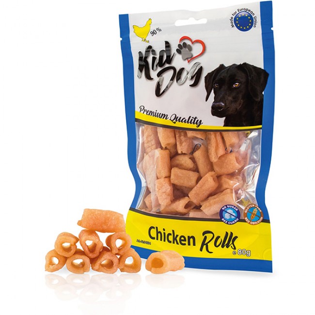 Месната награда за куче KIDDOG Chicken Rolls 80GR