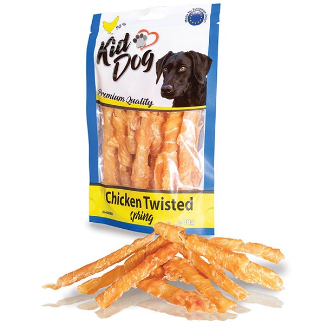 Месната награда за куче KIDDOG Chicken Twisted Spring 80GR