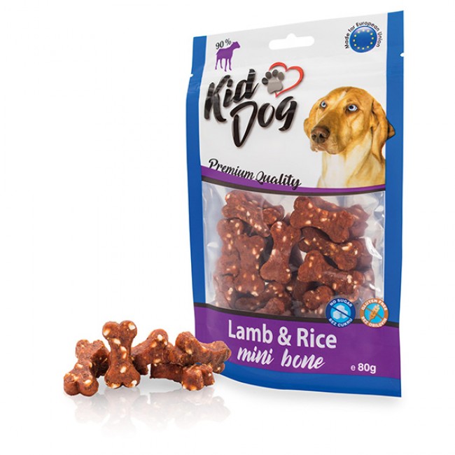 Месната награда за куче  KIDDOG Lamb And Rice Mini Bone 80GR  