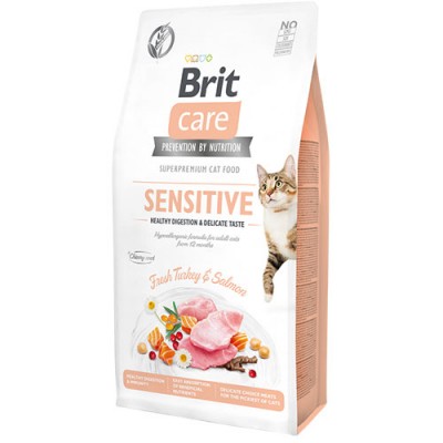 Сува храна за маче Brit Care Adult Cat Sensitive Turkey & Salmon 7kg