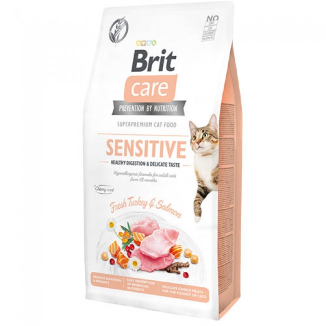 Сува храна за маче Brit Care Adult Cat Sensitive Turkey & Salmon 7kg