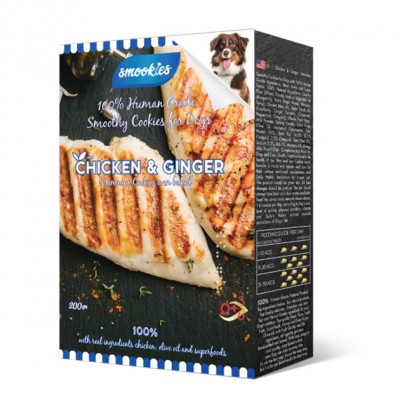 Бисквити за куче Smookies Premium Chicken and Ginger 200GR