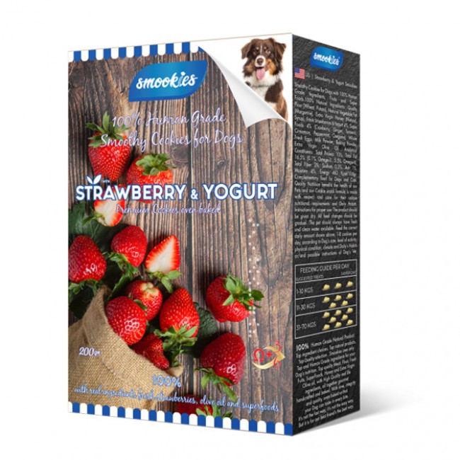 Бисквити за куче Smookies Premium Strawberry and Yogurt 200GR