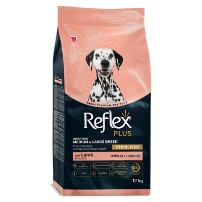 Сува храна за куче Reflex Plus Medium And Large Breed Adult Dog Lamb Sterilised 12kg