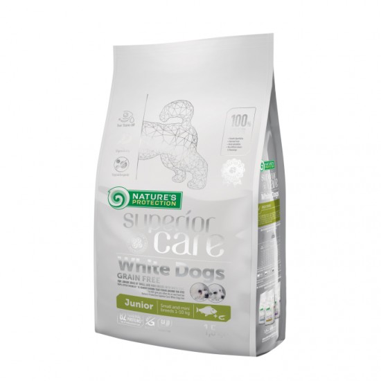 Сува храна за куче Natures Protection Superior care white coat white fish and krill junior 1.5kg