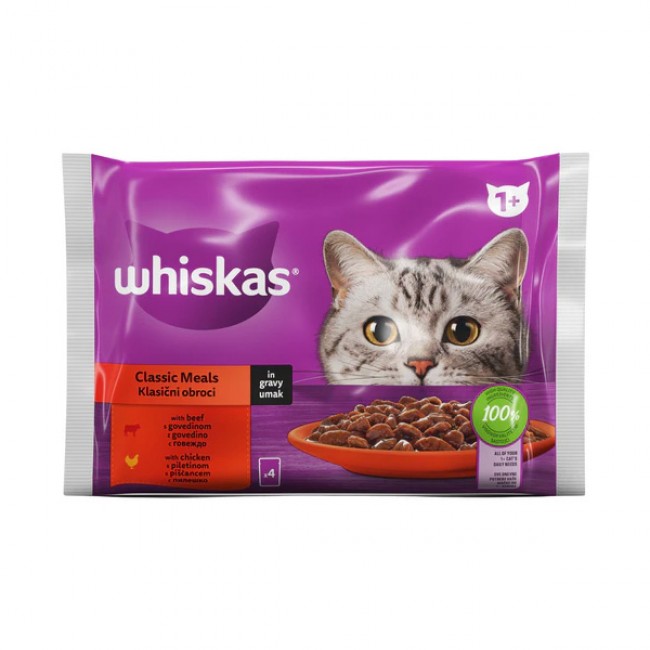 Влажна храна за маче Whiskas Classic Meals in Gravy 4*85 gr