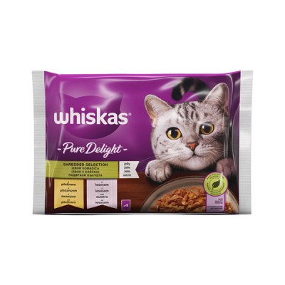 Влажна храна за маче Whiskas Pure Delighit Shredded Selection 4*85 gr