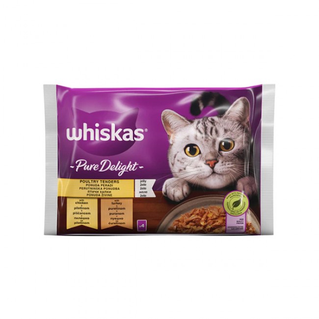 Влажна храна за маче Whiskas Pure Delight Poultry Tenders in Jelly 4*85 gr