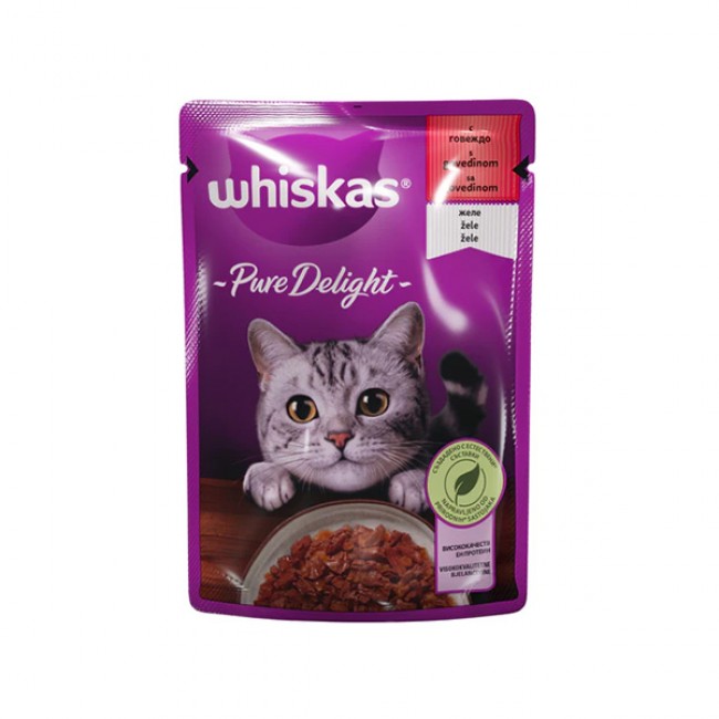Влажна храна за маче Whiskas Pure Delighit Beef in Jelly 85 gr